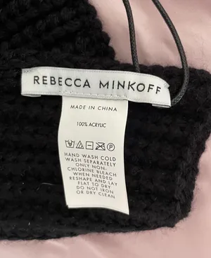 Rebecca Minkoff NWT Traveling Rib Black Knit Scarf, size 76x10” thumbnail 2