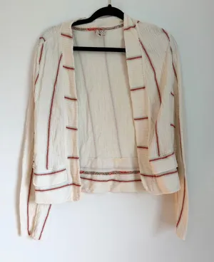 Anthropologie Dolan Santa Fe stripped boucle jacket size medium thumbnail 1