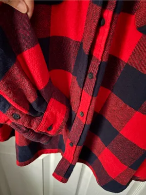 Aerie Buffalo Plaid Flannel Button-Up oversized boyfriend l Shirt women sz XL thumbnail 3