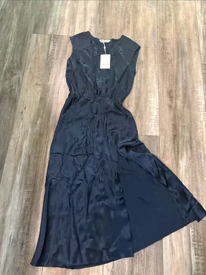 NWT Amanda Uprichard Matthew’s dress, navy blue “ink” 100% silk size XS thumbnail 8