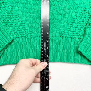 &merci Pointelle‎ Knit Crewneck Sweater Womens Size M Green MSW10084 Chunky thumbnail 2