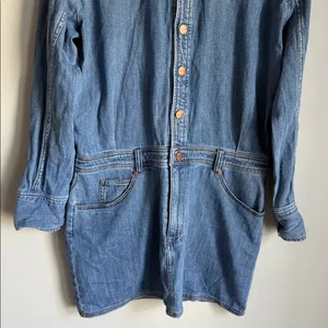 Anthropologie Pilcro Long-Sleeve Denim Micro Mini Shirt Dress Large thumbnail 6