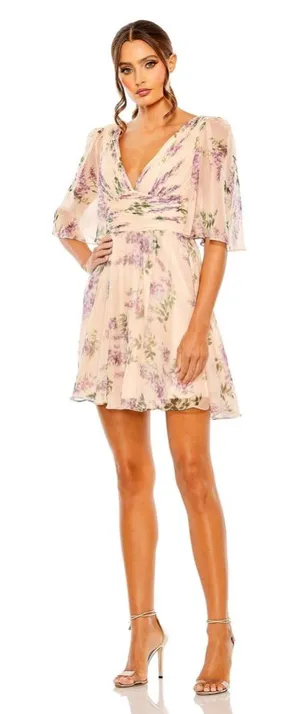 Mac Duggal Short-Sleeve V- Neck Mini Dress size‎ 2 NWT thumbnail 1