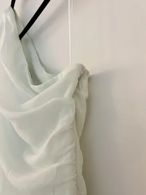 Abercrombie & Fitch One-Shoulder Chiffon Mini Dress Light Mint Green M Tall NWT thumbnail 12