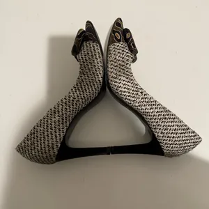 Tory Burch Cleo Tweed and Silk Bow High Heel Pump Brown Navy Leopard Size 7 thumbnail 10