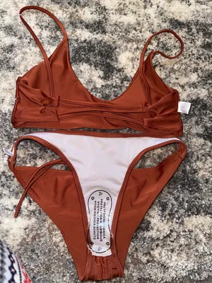 Zaful Rust Brown Scoop Bikini Top & Brief Set thumbnail 4