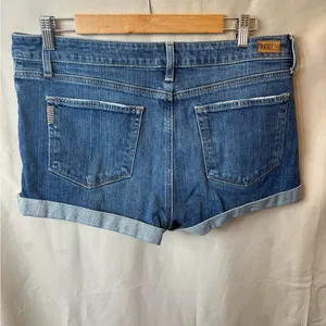 Paige Denim Jean Shorts Women's Size 32 Jimmy Jimmy Dark Wash Cuffed Distressed thumbnail 5