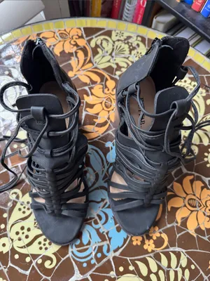 JUST FAB IZAELIA Strappy Lace-Up Black Women's Heeled Sandals SZ: 7 thumbnail 3