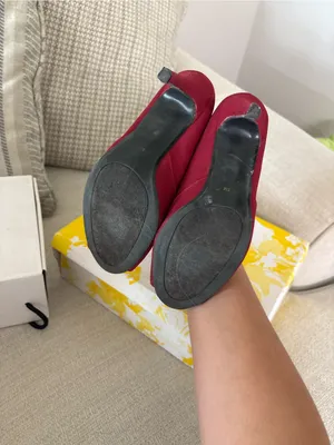 Ann Marino Burgundy Peep-Toe Bow High Heels thumbnail 4