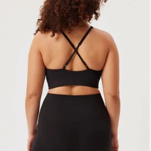Girlfriend Collective Topanga High Neck Cross Back Crop Tank Black thumbnail 2