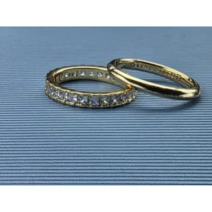 Kendra Scott Ring Set 2 Gold Tone Stacking Rings Size 6 (XS) Metal Clear Stones thumbnail 2