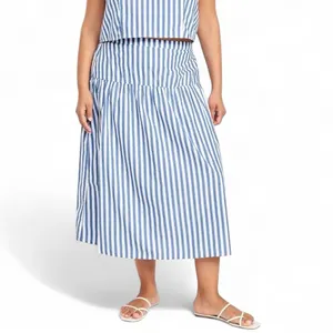 Old Navy Blue White Striped Two Piece Skirt Set XL NWT Cotton Poplin Summer thumbnail 10