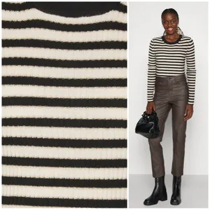 GAP Brooklyn Rib Knit Striped Crew Sweater - Black/Ivory/Gold thumbnail 4