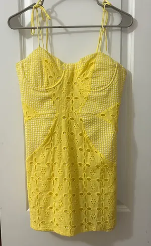 Yellow Eyelet Dress thumbnail 2