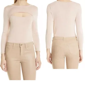L'Agence Jocelyn 3/4 Sleeve Cutout Sweater Blush‎ Pink Womens Stretch Small NWOT thumbnail 2