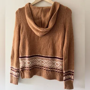 Hollister Women's Fair Isle Sweater Hoodie Lace Up‎ V Neck thumbnail 4