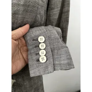 Eddie Bauer Womens Blazer 4 Light Gray Cotton Career Preppy Academic Earthy thumbnail 5