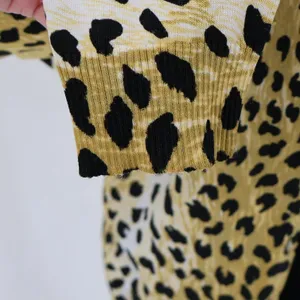 Leopard Animal Print Cardigan Sweater Womens Size M Yellow Black Cheetah thumbnail 7