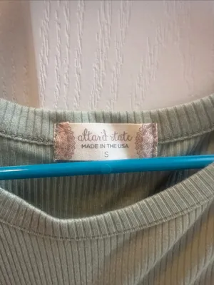 Altar'd State Sage Green Ribbed Lettuce-Edge Crop Top thumbnail 3