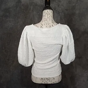 Maeve by Anthropologie balloon sleeve textured top new with defects size Medium thumbnail 3