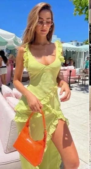 NWOT House of CB Pixie Lime Green Ruffle Maxi Dress sz S thumbnail 1
