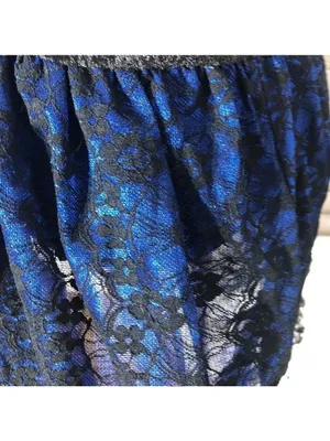 Vampire Lace velvet Mini Dress Blue Black whimsigoth punk goth witch Alt cosplay thumbnail 9