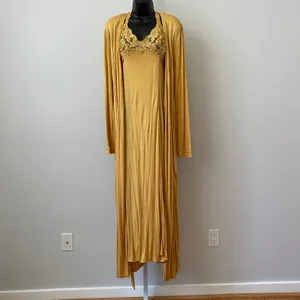 La Perla 2 Luxury Silk Nightgown & Robe Set Lace Halter Maxi Lingerie Italy thumbnail 2