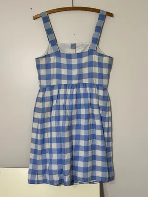 J. Crew Blue and White Gingham Check Button Down Sundress thumbnail 2