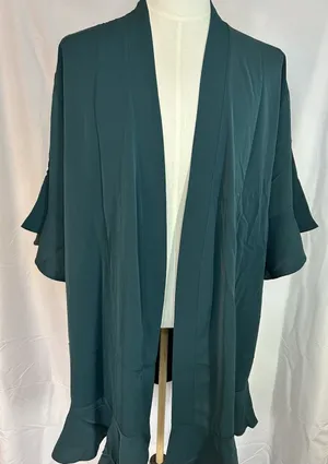 Birdy Grey Robe Emerald Green M/L‎ Flutter Ruffle Bridesmaid Wedding Cardigan thumbnail 1
