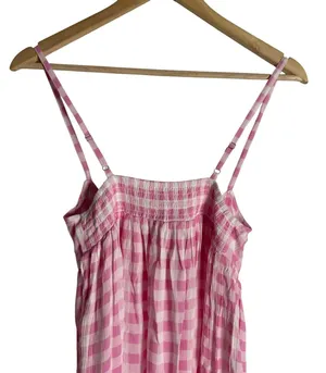 Playa Lucila Pink Check Gingham Empire Slit Maxi Slip Dress Picnic Preppy XS thumbnail 7