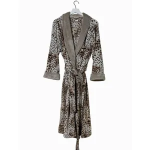 Natori Womens XL Leopard Plush Robe Animal Print Long Belted Shawl Collar thumbnail 2