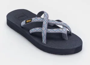 Teva Kids Navy Footbed Flip Flops with Blue Patterned Straps thumbnail 1