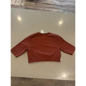 Gymshark Cropped Sweatshirt Maroon‎ Long Sleeve Pullover Women's Size L thumbnail 4