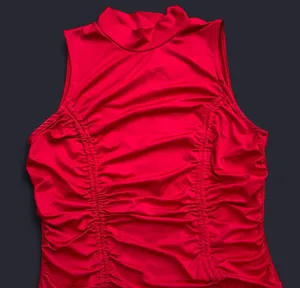 Heart & Hips Scarlet Red Ruched Mock Neck Dress thumbnail 2
