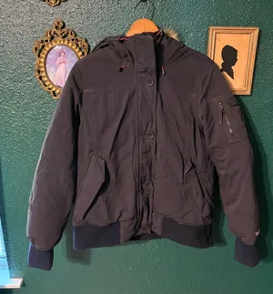 L.L.Bean Women’s Down Bomber Jacket / Flight Jacket with Faux Fur Hood – Medium thumbnail 1