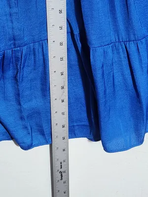 Naked Zebra Blue Sleeveless Tiered Mini Dress Size Medium Flaw thumbnail 6