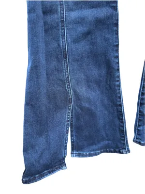 American Eagle Festival Flare Jeans 70s Boho Front Seam Slit Hem Dark Wash 8 thumbnail 5