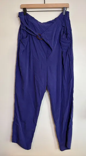 Anthropologie‎ Purple Wrap Front Tapered Pants XL Modal Blend High Waist Boho thumbnail 1