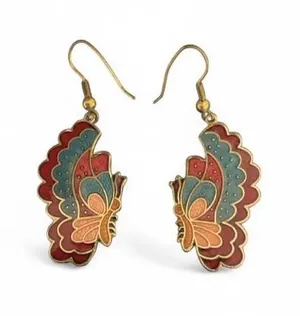 NWOT Cloisonné Butterfly Wings Earrings thumbnail 1