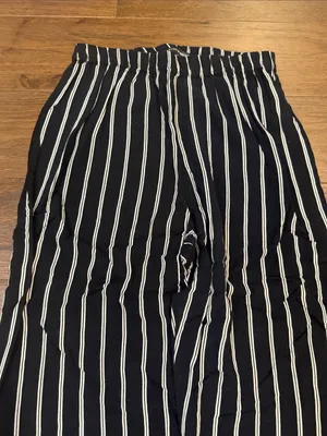 Brandy Melville Pants Black White Striped Wide Leg Elastic Waistband - C31-047 thumbnail 2