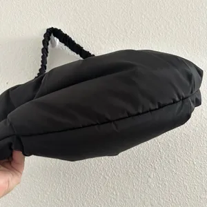 Dagne Dover Rider Puffy Nylon Crescent Pleated Shoulder Bag Black thumbnail 5
