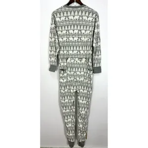 Hatley X Indigo One Piece Pajamas Womens Large Gray‎ Polar Bear Nordic Trap Door thumbnail 2