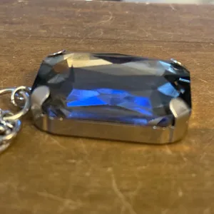 Silver tone chunky Smokey quartz pendant necklace thumbnail 5