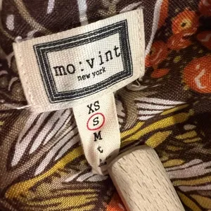 Anthropologie Jumpsuit Cotton Linen Mo:Vint Brown Orange sleeveless retro Leaf thumbnail 4