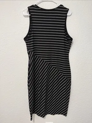 MOSSIMO Sleeveless Black & White Striped Midi Dress Size XL thumbnail 2