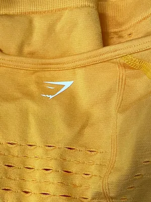Gymshark Vibrant Yellow Gold Flawless Knit Long Sleeve Eyelet Athletic Crop‎ Top thumbnail 4