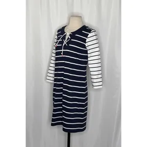 NWT!! TOMMY BAHAMA Floricita Stripe Shift Dress Navy Blue‎ White Stripe X-Small thumbnail 6