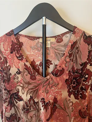 Y2K Plissé Sheer Floral Long‎ Sleeve Top Boho Fairy Grunge S thumbnail 5