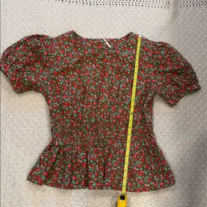 FREE PEOPLE WOMENS M Floral Puff Sleeve Top thumbnail 2