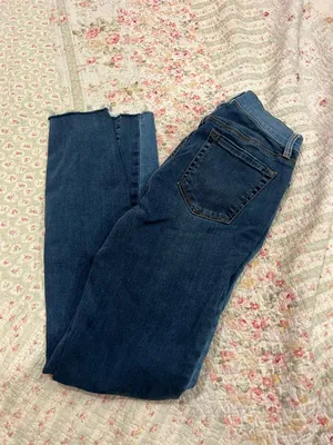 Two-Tone Dark Wash Patchwork Skinny Jeans thumbnail 2